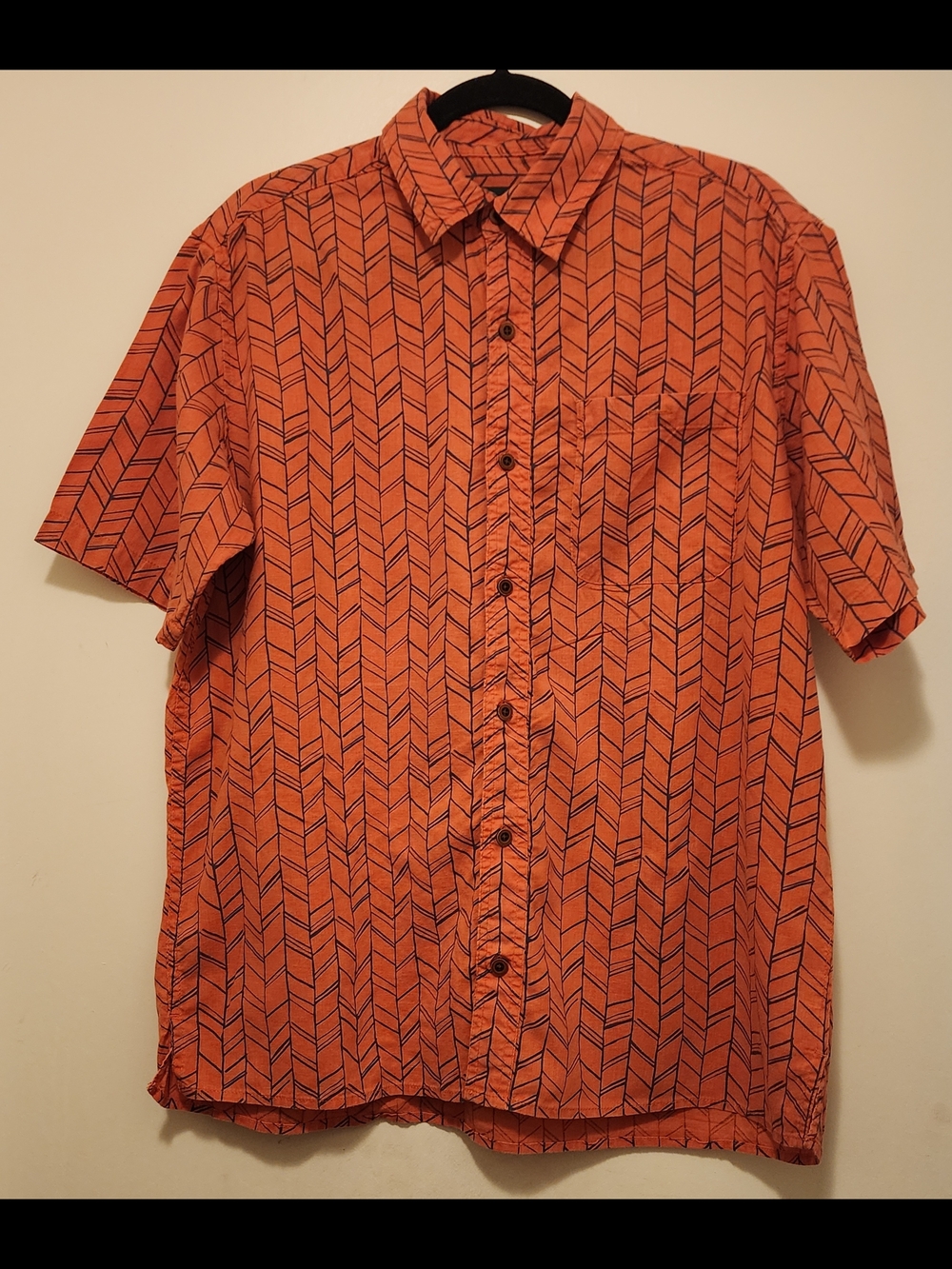 Orvis Salmon Chevron-Print Short-Sleeve Button-Down Classic -Fit Shirt.